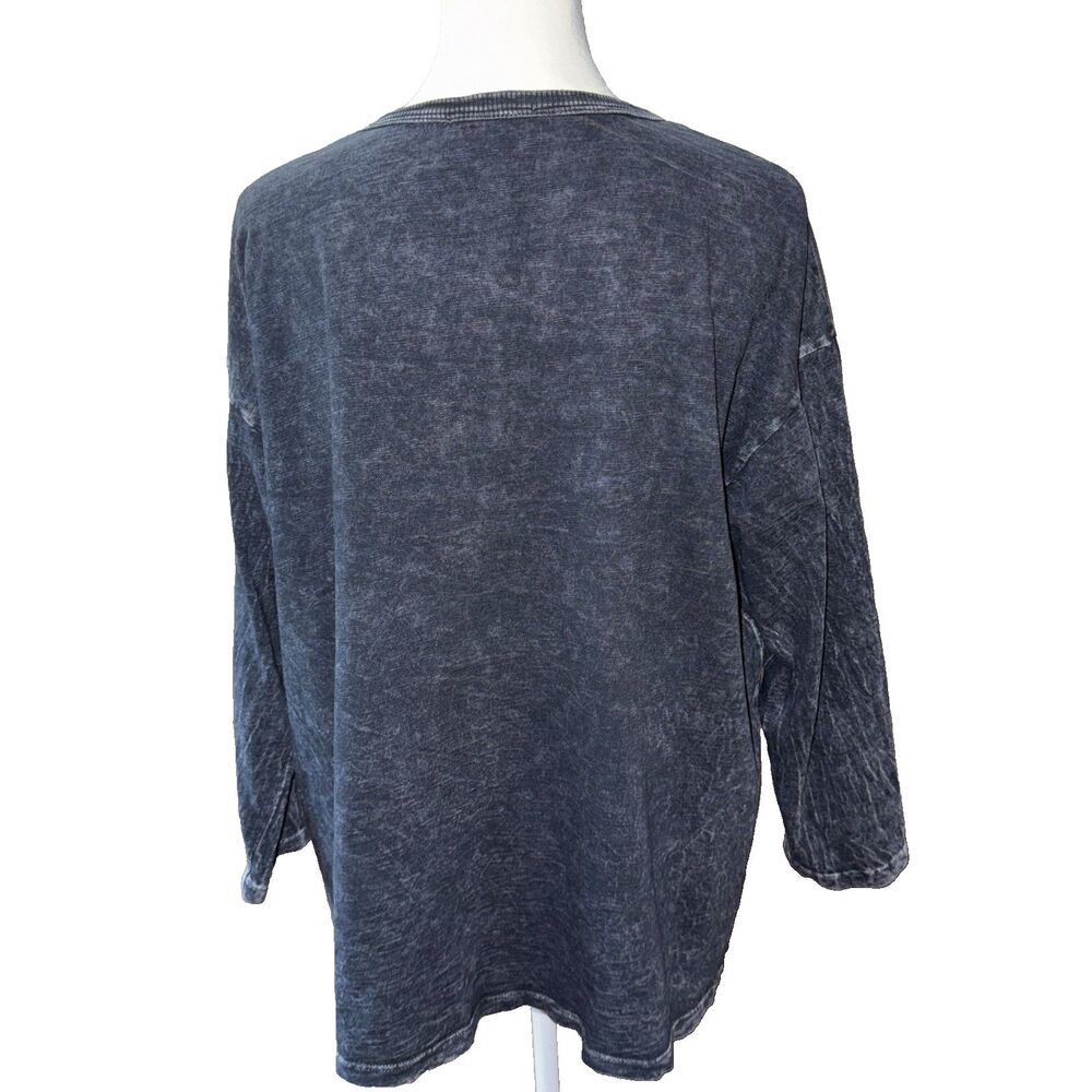 Jess & Jane Washed Black Daisy Tunic Top Medium Lagenlook Boho Pocket Cotton USA - Picture 3 of 11